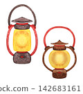 Watercolor vintage camping lantern set isolated on light background 142683161