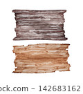 Watercolor Rustic Wooden Signboards Set Isolated on White Background 142683162