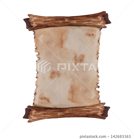 Old parchment scroll isolated on white background 142683163