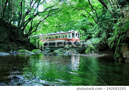 「6050系列」列車駛過龍王峽溪流,在潺潺的流水聲中緩緩駛離。 「6050系列」列車駛過龍王峽溪流,在潺潺的流水聲中緩緩駛離。 142683205