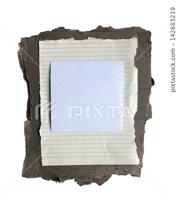 Blank Paper Note on Torn Cardboard Background Blank Paper Note on Torn Cardboard Background 142683219