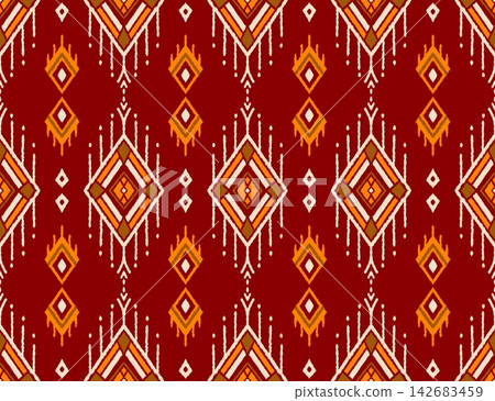 Hand-drawn Seamless Red Tribal Diamond Pattern Design for Fabric Textile, Home Decor, Wallpaper Hand-drawn Seamless Red Tribal Diamond Pattern Design for Fabric Textile, Home Decor, Wallpaper 142683459