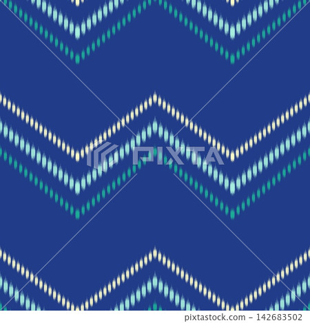 Hand-drawn Seamless Blue Zigzag Chevron Pattern For Textile Fabric Wallpaper Wrapping Paper Print Hand-drawn Seamless Blue Zigzag Chevron Pattern For Textile Fabric Wallpaper Wrapping Paper Print 142683502