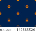 Hand-drawn seamless navy blue tribal ikat dot pattern for men fashion fabric packaging 142683520