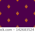 Hand-drawn seamless purple tribal ikat dot pattern for textile fabric fashion backdrop 142683524