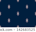 Hand-drawn Seamless Luxurious Navy Blue Ikat Pattern For Wallpaper 142683525