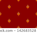 Hand-drawn Seamless Red Ikat Pattern Print for Textile Fabric, Wallpaper, and Packaging Background 142683528