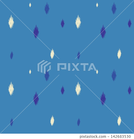 Hand-drawn blue seamless polka dot ikat pattern for casual denim fashion and kid nursery decor 142683530