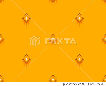 Hand-drawn seamless yellow mustard tribal ikat dot pattern for summer fashion fabric backdrop 142683531