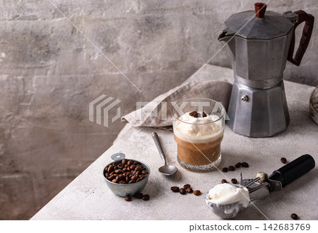 Coffee affogato with ice cream and espresso Coffee affogato with ice cream and espresso 142683769
