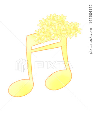 A musical note with lots of cosmos flowers attached. A musical note with lots of cosmos flowers attached. 142684152