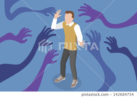 3D Isometric Flat Vector Illustration of Fears, Understanding The Psychological Power Of Influence 3D Isometric Flat Vector Illustration of Fears, Understanding The Psychological Power Of Influence 142684734