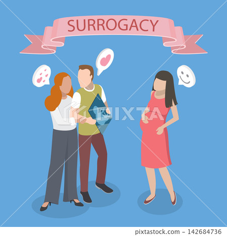 3D Isometric Flat Vector Illustration of Surrogacy, Payment for Childbirth 3D Isometric Flat Vector Illustration of Surrogacy, Payment for Childbirth 142684736