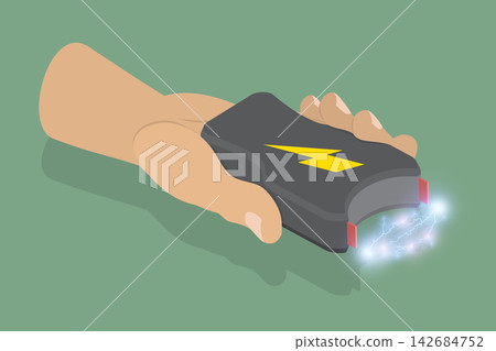 3D Isometric Flat Vector Illustration of Taser In A Hand, Stun Gun For Protection 3D Isometric Flat Vector Illustration of Taser In A Hand, Stun Gun For Protection 142684752