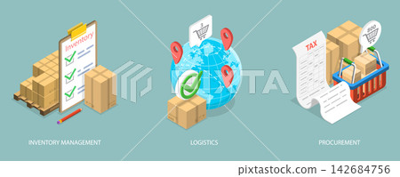 3D Isometric Flat Vector Illustration of Logistics, Essential Functions Of Supply Chain System 3D Isometric Flat Vector Illustration of Logistics, Essential Functions Of Supply Chain System 142684756