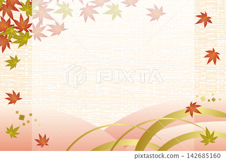Autumnal colors and a Japanese-style background with falling autumn leaves. Autumnal colors and a Japanese-style background with falling autumn leaves. 142685160