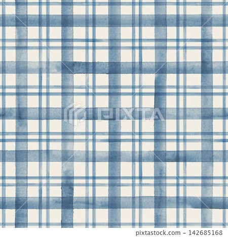 Soft blue watercolor plaid pattern Soft blue watercolor plaid pattern 142685168