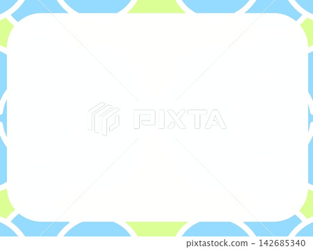 清新的淺藍色和淺綠色幾何圖案邊框。 142685340