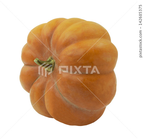 Fresh orange pumpkin isolated on on transparent,png. Orange autumn food fresh pumpkin vegetable holiday decoration 142685375