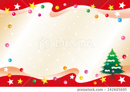 以聖誕樹和星星為主題的節日背景框。 142685695