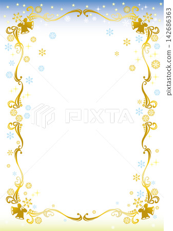 相框 - 聖誕節和婚禮 <聖夜/雪花背景(鈴鐺)- 垂直版佈局> 相框 - 聖誕節和婚禮 <聖夜/雪花背景(鈴鐺)- 垂直版佈局> 142686363
