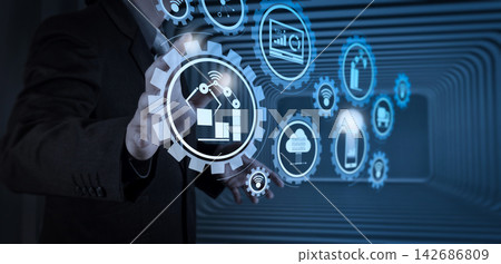 Industrial Automation Technology Interface with Businessman 142686809