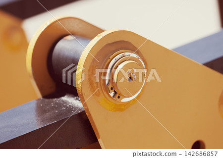 Construction Machinery Hydraulic Pivot Joint Close-Up Construction Machinery Hydraulic Pivot Joint Close-Up 142686857