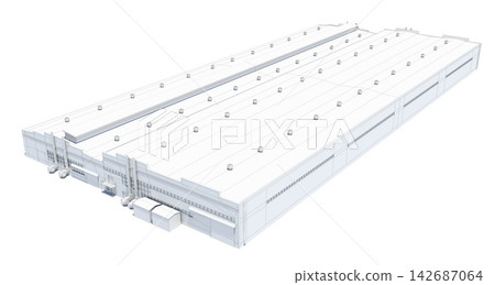 Industrial Warehouse Building 3D Render on White Background Industrial Warehouse Building 3D Render on White Background 142687064