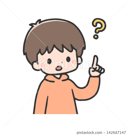 一個男孩表達他的疑慮(上半身) 一個男孩表達他的疑慮(上半身) 142687147