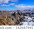 Snow-covered Cappadocia and the majestic landscape 142687945