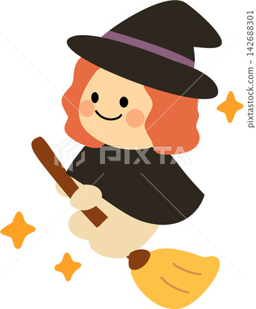 Little Witch on Broomstick 142688301