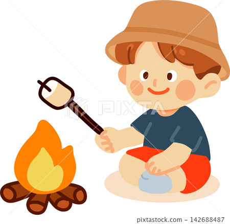 Boy Roasting Marshmallow Boy Roasting Marshmallow 142688487