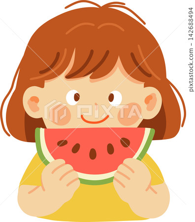 Girl Eating Watermelon Girl Eating Watermelon 142688494