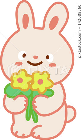 Pink Bunny with Flowers Pink Bunny with Flowers 142688560