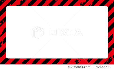 A worn, retro-looking frame with diagonal stripes in red and black warning colors. Stripes that warn of danger or errors. 142688640