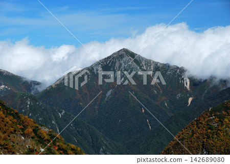 [Mountain Scenery] Autumn foliage in Karasawa Cirque, Nagano Prefecture; View from Seitengrat; Mt. Jonen (2012) 142689080