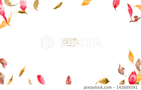 秋葉和落葉水彩邊框和背景套裝 秋葉和落葉水彩邊框和背景套裝 142689391