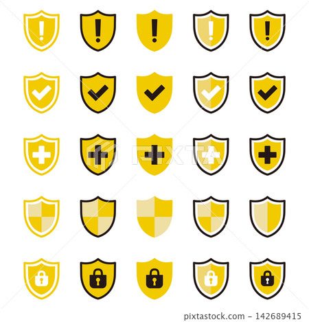 Security mark illustration set - yellow 142689415