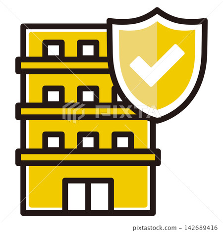 Illustrations protecting apartment buildings from danger. Illustrations protecting apartment buildings from danger. 142689416