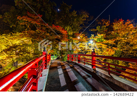 青森縣中野紅葉山的秋景，層林盡染，美不勝收。 142689422