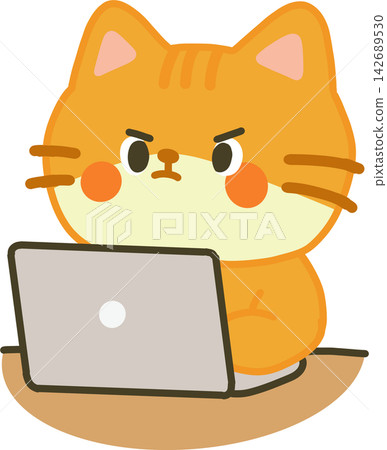 Orange Cat Working on Laptop Orange Cat Working on Laptop 142689530