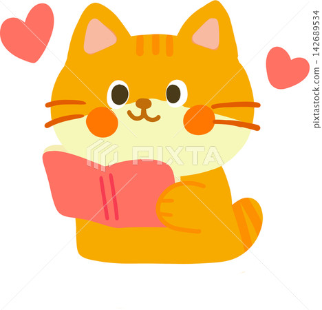 Orange Cat Reading Book Orange Cat Reading Book 142689534