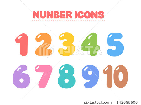 Colorful number icon illustrations, number icons, number icons, colorful 142689606