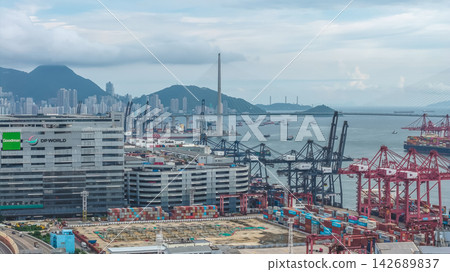 Aug 23 2026 Hong Kong Kwai Tsing Container Terminal with Quay Cranes Aug 23 2026 Hong Kong Kwai Tsing Container Terminal with Quay Cranes 142689837