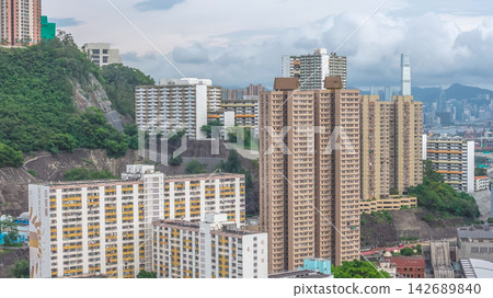 Aug 23 2026 Hong Kong Lai King Estate residential blocks along hillside Aug 23 2026 Hong Kong Lai King Estate residential blocks along hillside 142689840