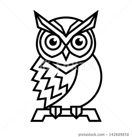 Black and white owl line art outline for coloring pages Black and white owl line art outline for coloring pages 142689858