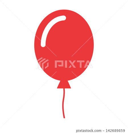 Red Balloon Icon With White Reflection On White Background Red Balloon Icon With White Reflection On White Background 142689859