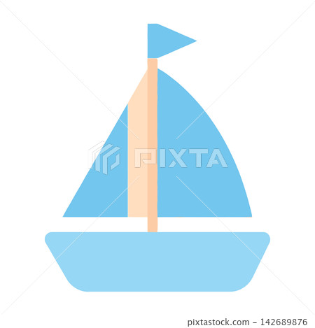 Simple Cartoon Sailboat Icon Vector Illustration For Web Design 142689876