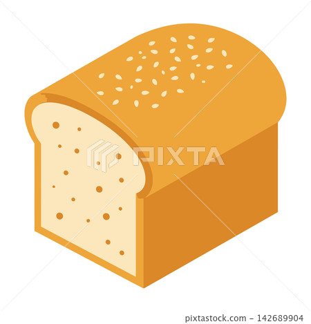 Isometric loaf of white bread illustration with sesame seeds on top Isometric loaf of white bread illustration with sesame seeds on top 142689904