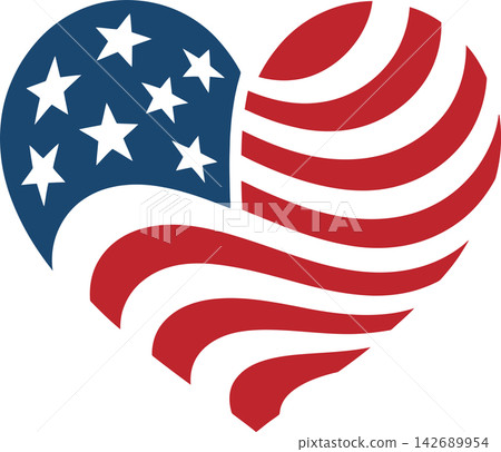 American Flag Heart with Stars and Stripes Patriotic Illustration American Flag Heart with Stars and Stripes Patriotic Illustration 142689954